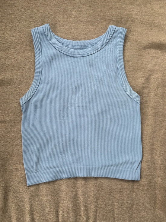 Wallflower Tops - Wallflower Pastel Blue Ribbed Crop Tank